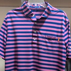 Pink and Blue Striped Polo Shirt
